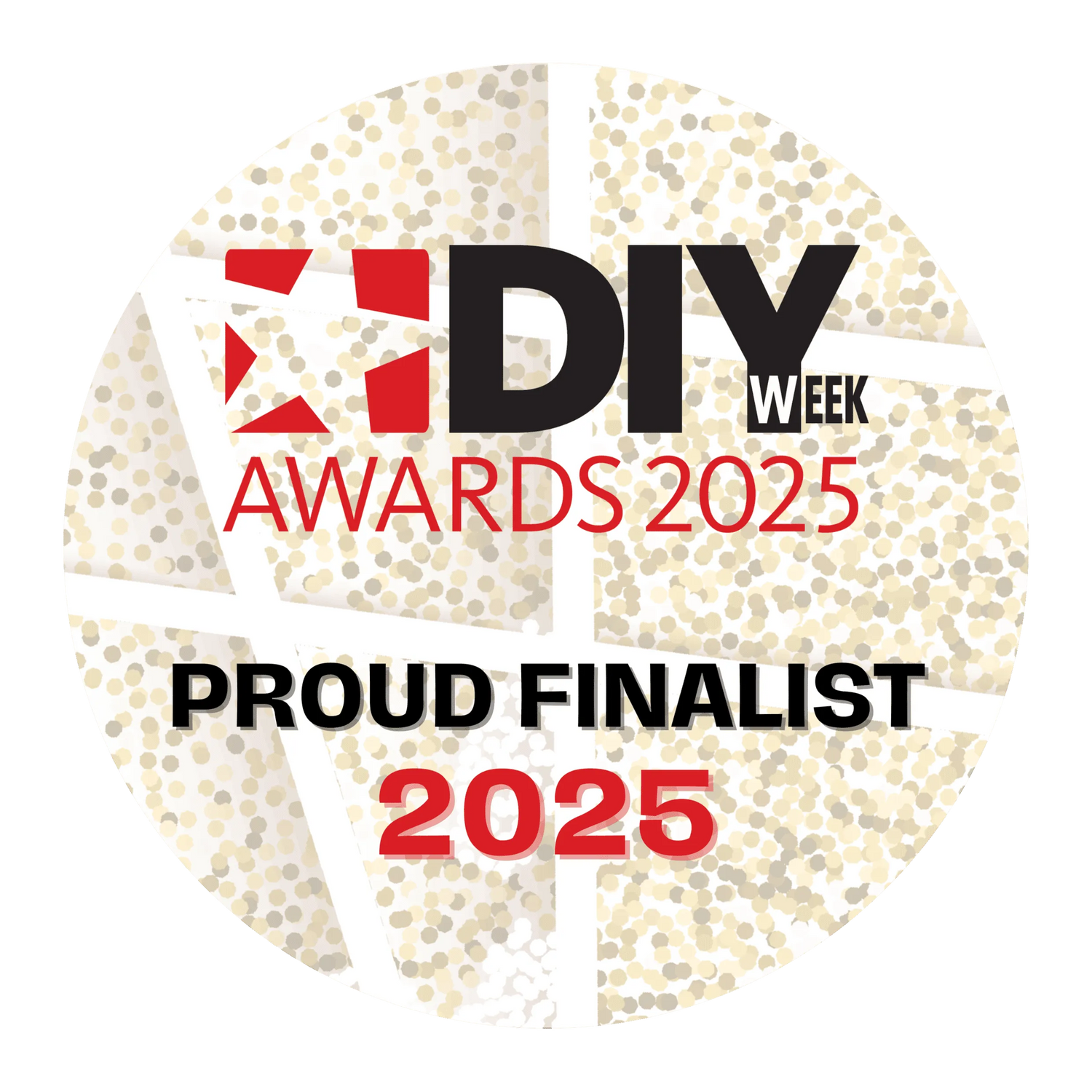 DIY Week Awards 2025 logo with confetti design on a white background