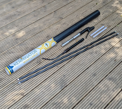 Kerminator Wasp Lance components on a wooden surface