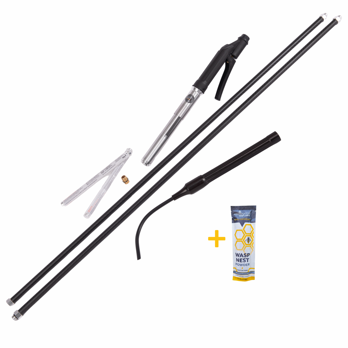 Set of Kerminator components with additional refill pack on a white background